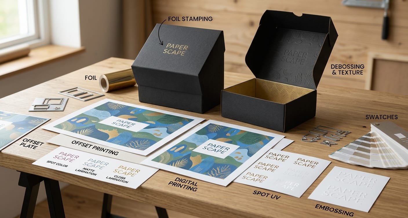 Custom paper packaging printing and finishing options
