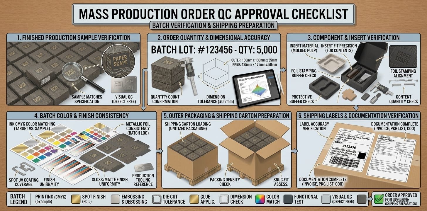 Production order approval checklist for custom paper packaging