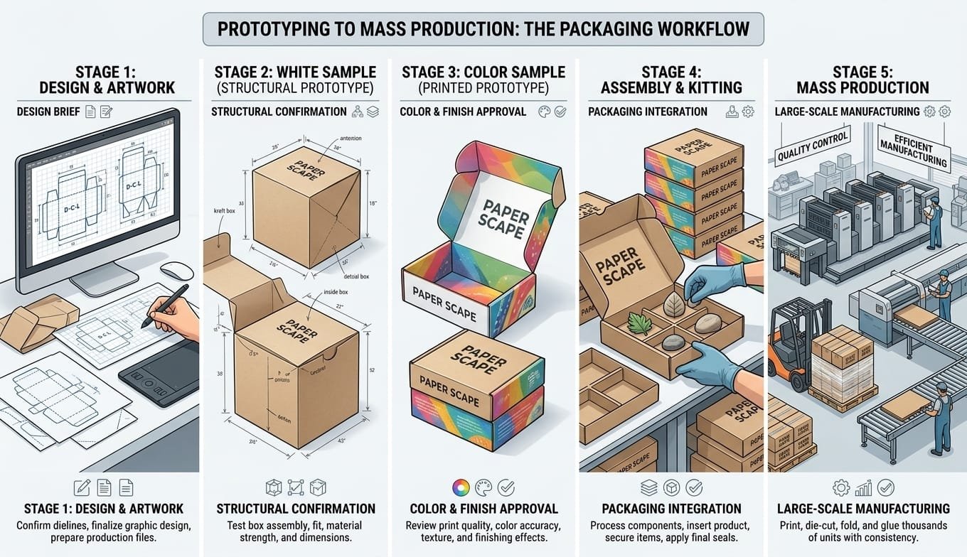 Packaging prototype sample reviewed before mass production