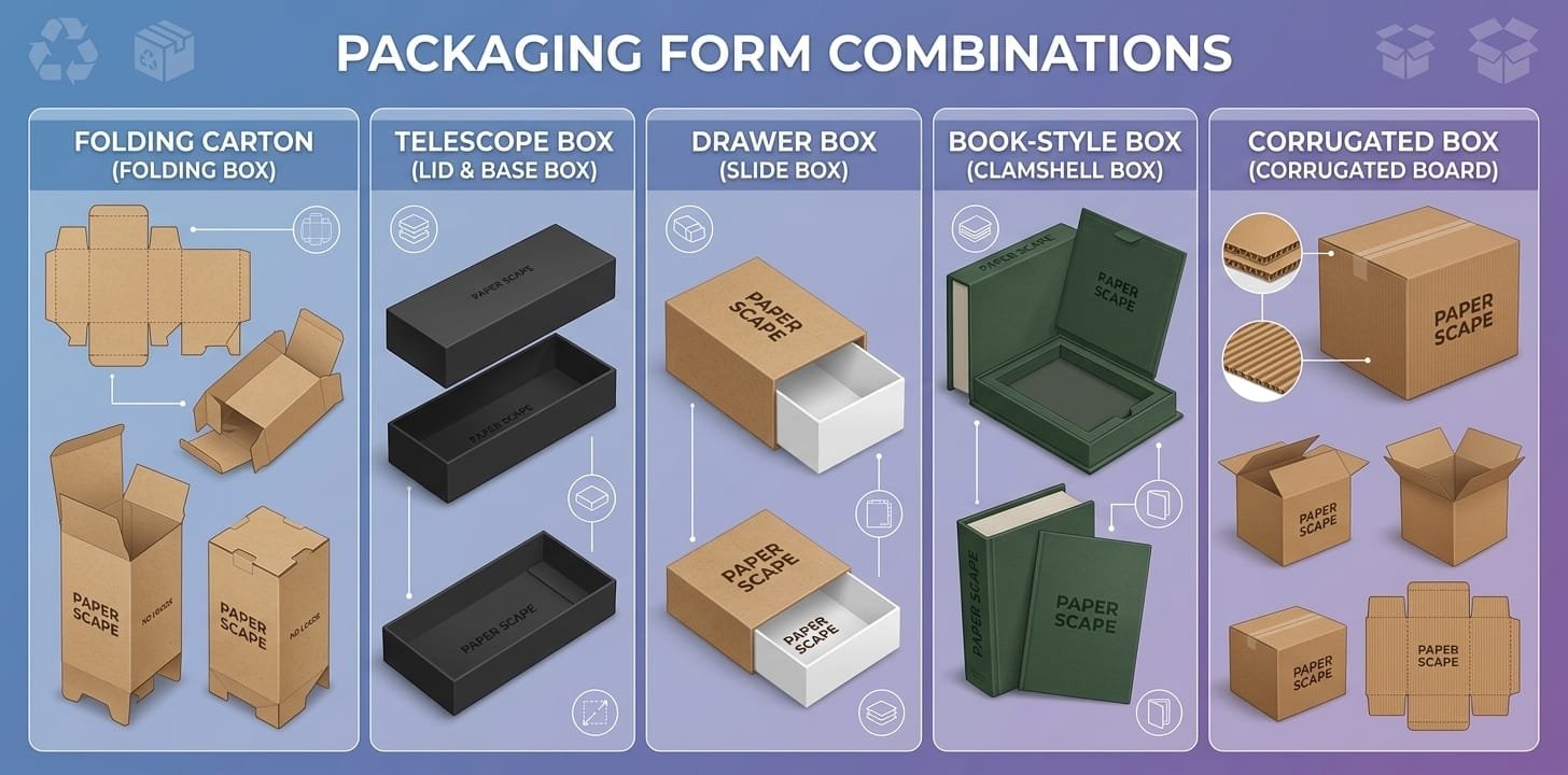 Custom folding, rigid, drawer, book-style and corrugated packaging boxes